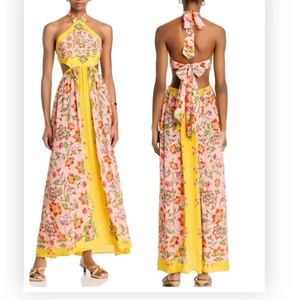 FARM Rio Vibrant Maxi Beauty Scarf Maxi Halter Dress Exclusively $295